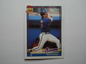 Tarjeta de béisbol 1991 Topps Nick Esasky #418 Atlanta Braves 40 años - Imagen 1 de 2