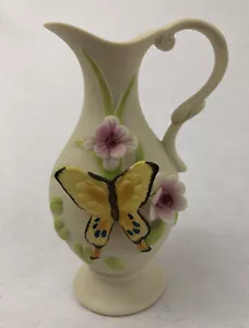 Vtg UCGC Vase Pitcher Raised Butterfly & Flower Design Taiwan Beautiful - Picture 1 of 11