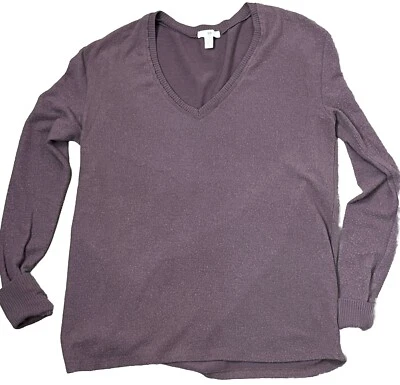 Suéter BP Nordstrom Manga Larga Cuello en V Pullover Elastizado Silenciado Púrpura Acogedor Pequeño Foto 1 de 4