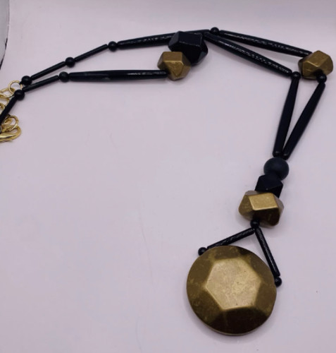 VETEMENTS Collana Alisha D con Perline in Oro Nero 30” Made in Italy