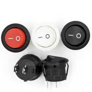 Interruttore a dondolo rotondo 2 pin on-off 15 mm SPST 3A 250 V bianco nero barca rossa - Foto 1 di 5
