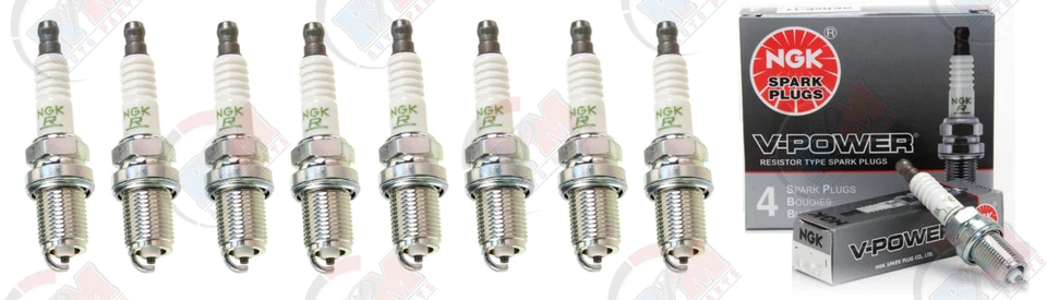 NGK "V-POWER" Spark Plugs (Set of 8) 1993-1998 for Jeep Grand Cherokee 5.2L 5.9L - Image 1 of 1