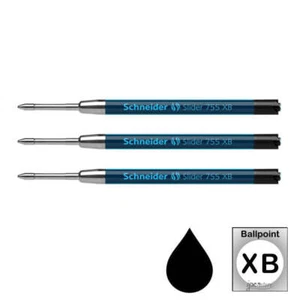 Pk/3 Schneider Slider 755 ViscoGlide Parker-style Ballpoint Refills, Blk-Blu-Red - Picture 1 of 4
