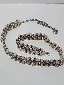 Beautful Vintage Pearl Bead Glass Crystal Wedding Belt Fit Waiist 63/93cm - Picture 1 of 5