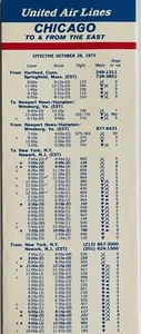 United Airlines - Horario de Chicago - eff. 28 oct 1973 - Imagen 1 de 3