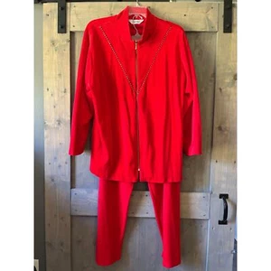 Rare Vintage 80's Shadowline Velour Lounge Tracksuit Soft Red Women's Size XL - Picture 1 of 14