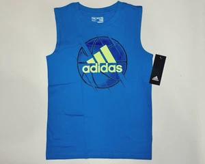 Adidas Boys Basketball Tank Top Sleeveless Aqua Blue Size 7 NWT - Picture 1 of 9