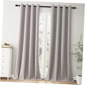 Natural Flax Full Blackout Curtains 108 Inches 52"W x 108"L (Pack of 2) Linen - Picture 1 of 7