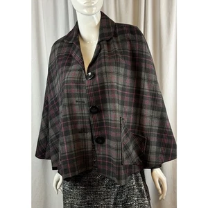 Preston & York Plaid Cape, Black, Gray & Pink, Sz: OS, 63-17 - Picture 1 of 16