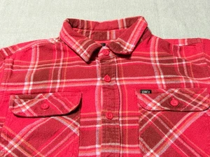 OBEY Worldwide Men's Size S - SMALL Long Sleeve Red and White Plaid Flannel - Picture 1 of 17