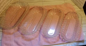 Lot Of 4 Vintage Indiana Glass Clear Basket Weave Cracker Tray - Picture 1 of 4