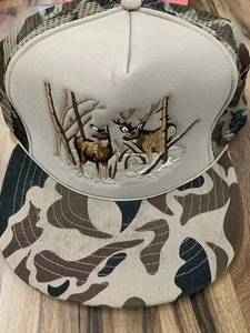 De Colección Sombrero de Caza Gorra de Camionero Snapback Para Hombres Beige Marrón Camuflaje Ciervo Buck Alce Años 80 - Imagen 1 de 8