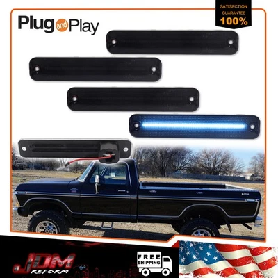 Luces de señalización laterales delanteras LED azul hielo ahumado para Ford E-350 Econoline 75-91 Foto 1 de 4