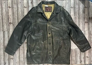 Andrew Marc Heavy Distressed Knöpfe Lederjacke Mantel Gr. L - Bild 1 von 7