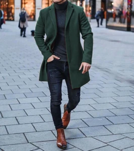 Wool Blend Men's Overcoats Formal Casual Thick Long Jackets Outdoor Warm Wear - Picture 1 of 20