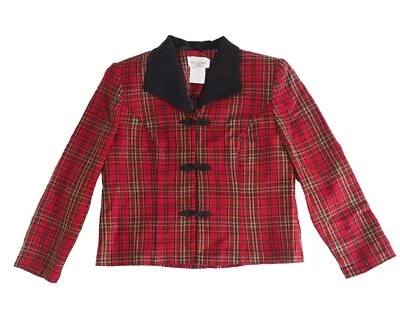 Винтажный красный и черный клетчатый блейзер Miss Dorby Petite размер средний женский - Изображение 1 из 4