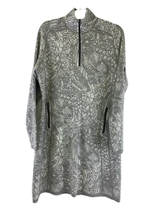 Title Nine Super Power Quarter 1/4 Zip Sweater Dress Long Sleeve Gray White XL - Picture 1 of 11