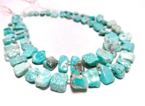 "Natural Arizona Turquoise Fancy Beads 9x6-15x9mm Smooth 10'' Strand Jewelry" - Picture 1 of 7