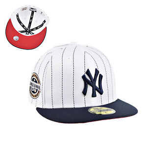 New Era New York Yankees Pin Stripe 59Fifty Men's Fitted Hat White-Blue-Red
