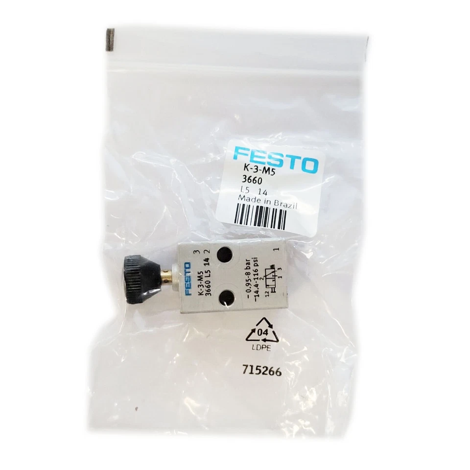 1 PCS NEW Fit FESTO manual direction control valve button valve K-3-M5 3660 - Image 1 of 4