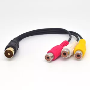 1pc 18cm TV Male Plug to 3 x RCA (Red+Yellow+White) Female Jack Adapter Cable US - Picture 1 of 7