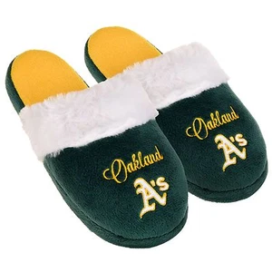 Oakland A's Athletics Womens Colorblock Fur Slide Slippers MLB - Picture 1 of 1