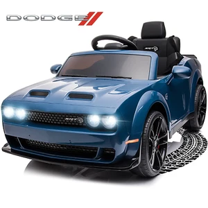 Dodge Challenger 12V Remote Control Ride-On Car for Kids - Blue SRT Hellcat - Picture 1 of 13