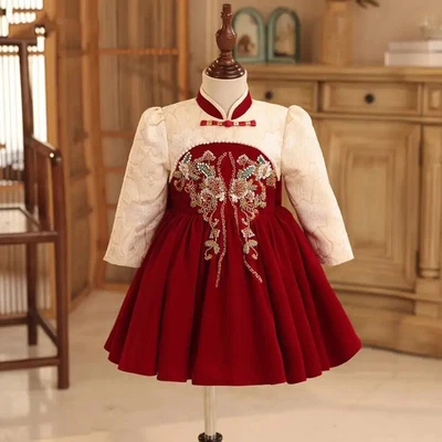 Vestido de Noche Princesa Niños Pasarela Cumpleaños Bautizo Fiesta Niñas Vestido  Foto 1 de 4