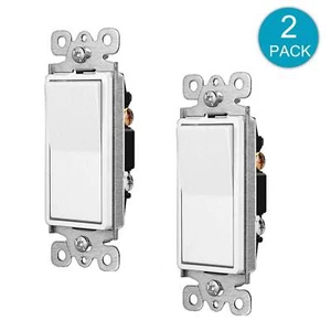 2PK Single-Pole Switch Self-Grounding Paddle Rocker ON/OFF Wall Light Controll - Picture 1 of 11