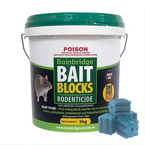 Bainbridge Quick Kill Single Feed Rat Mouse Rodent Bait Block Bucket 200g- 3kg