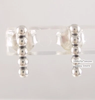 Ritirato File Di Perline Autentico PANDORA Argento Orecchini a Lobo 298359 New W - Immagine 1 di 3