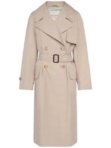 MAX MARA Mtrench $1650 Sand Doube-Breasted Twill Coat New And Authentic - Picture 1 of 4