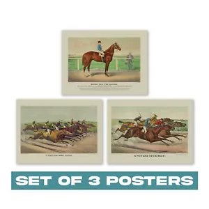 Classic Horse Posters Set of 3 - Equestrian Sports Home and Office Wall Decor - Picture 1 of 6