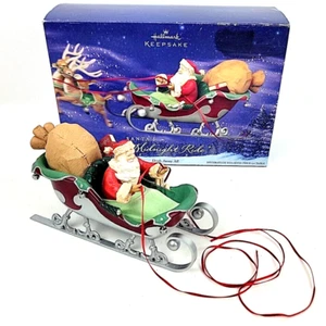 Santa’s Midnight Ride Hallmark Keepsake Table Top Dash Away Sleigh w/ Santa 2005 - Picture 1 of 17