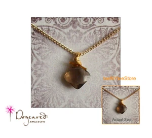 Dogeared Smokey Quartz & Silk Wrap Hook 14K Gold Vermeil 18" Necklace Boxed NEW - Picture 1 of 4