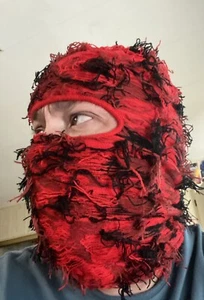 Pasamontañas de punto camuflado rojo | Máscara de esquí pasamontañas en dificultades | ¡Cierre de ojos!¡! - Imagen 1 de 9