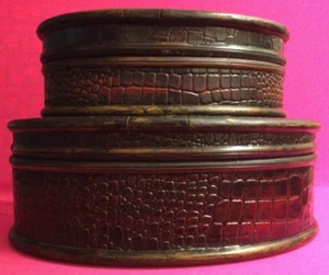 Global Views Wooden Snake Like Decor Storage Nesting Boxes w/Lid Set of 2 - Picture 1 of 12