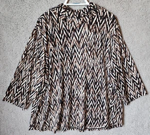 Susan Graver Womens Mock Neck 3/4 Sleeve Liquid Knit Tunic Blouse Top Plus Sz 3X - Picture 1 of 10