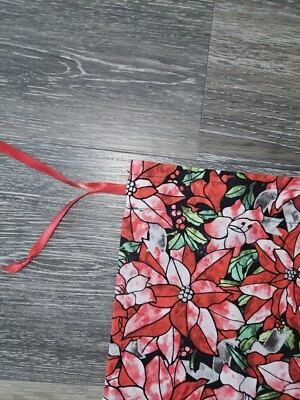1 подарочная сумка ручной работы из хлопка рождественская красная пуансеттия 7 дюймов x 8 дюймов  - Изображение 1 из 2