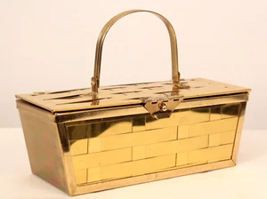 Bolso de mano/cartera canasta de metal tejida tono dorado años 50 60 de colección para mujer - Imagen 1 de 15