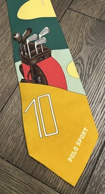 De colección Polo Ralph Lauren Para Hombres Corbata Cuello Golf POLO Deporte Gráfico Seda Hecho en EE. UU. Foto 1 de 4