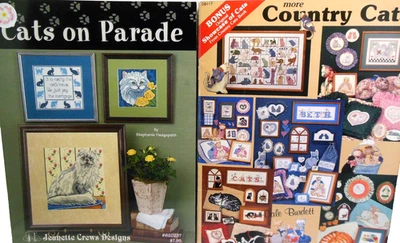 CAT Cross Stitch PATTERN LOT On Parade AND Country Cats All Sorts Breeds Sizes - Image 1 of 4