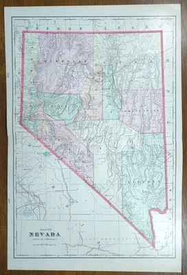 Mapa NEVADA 1904 de colección 22"x14" antiguo antiguo original LAKE TAHOE CARSON CITY RENO Foto 1 de 4