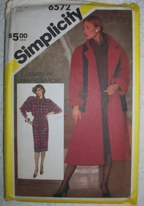 Vintage 80s SIMPLICITY Sewing Pattern 6572 Cathy Hardwick Coat & Dress Size 14 - Picture 1 of 2