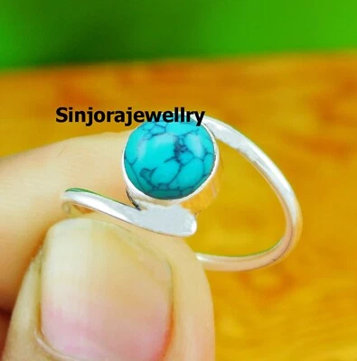 Turquoise gemstone 925 sterling silver handmade Gift Ring US size 5 to 10 - Image 1 of 4