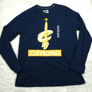 NEW Adidas NBA Men XL Blue Cleveland Cavaliers Climalite Logo Long Sleeve Shirt - Picture 1 of 8