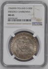 1966 MW Polen Silber 100 Zlotych Mieszko I Dabrowka - NGC MS 65