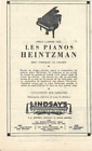 1937 HEINTZMAN PIANOS AD ORIGINALE EN FRANÇAIS