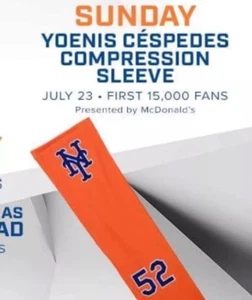 Yoenis Cespedes Orange Compression Arm Sleeve SGA Citi field 7/23/17 NY METS - Picture 1 of 3