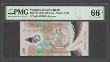 Vanuatu 200 Vatu 2014 P12 Polymer Banknote Uncirculated Graded 66